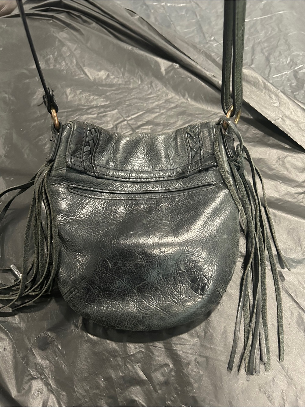 Black Leather Fringe Crossbody Bag Lucky Brand - Picture 6 of 9